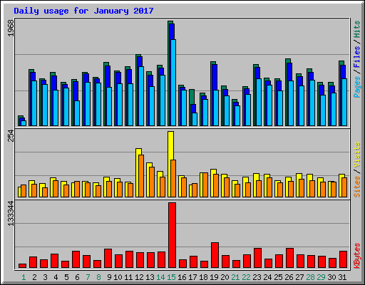 Daily usage for January 2017