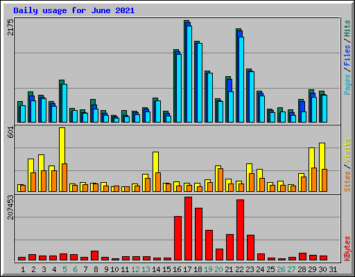 Daily usage for June 2021