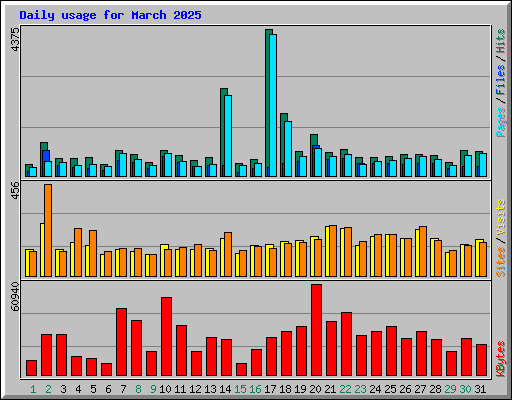 Daily usage for March 2025