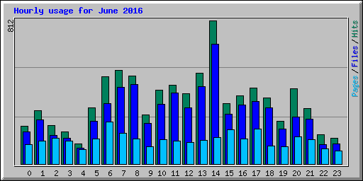 Hourly usage for June 2016